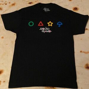 Black Tee with Colorful Icons